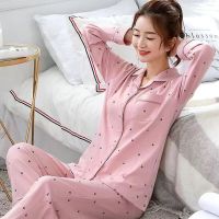 睡衣女春秋季学生ins韩版甜美卡通女士长袖开衫月子服家居服套装 春秋款-粉色小苹果 M (建议80-95斤)