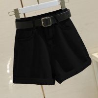 高腰牛仔短裤女超高腰显瘦夏季宽松2021年春款女新款装早春潮外穿 黑色常规款 收藏优先发货 S 建议85-95斤