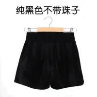 金丝绒短裤女夹棉加厚秋冬高腰黑色阔腿裤时尚百搭宽松显瘦靴裤 195-81三分无口袋薄款夏季 XXS