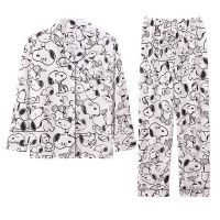 睡衣女秋冬女士长袖家居服新款开衫少女加大码薄款月子家居服套装 史努比 M