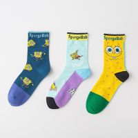 海绵宝宝长筒IP联名情侣袜子男士中筒袜ins棉袜男生潮袜彩虹女袜 [男生款38-43码]漂流宇宙