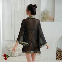 古装汉代性感青楼肚兜式睡衣套装情趣内衣服女骚激情挑逗透明诱惑 黑色(外衫单件) S码(70-85斤)