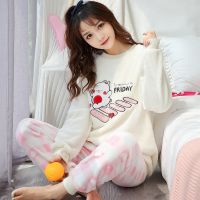 珊瑚绒睡衣女秋冬季法兰绒加绒加厚卡通长袖家居服女士套装春秋款 绒-奔跑兔 2XL [适合135-155斤]