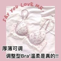 小胸内衣女软钢圈上托聚拢薄款性感蕾丝美背调整型收副乳厚文胸罩 藕粉[单件] 32/70ABC