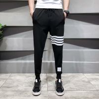 春秋季裤子男工装裤机能韩版潮流百搭潮牌痞帅休闲束脚裤精神小伙 四杆黑 S (合适80-90斤)