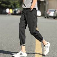 夏秋新款九分牛仔裤男修身小脚黑色休闲青少年9分裤子男韩版潮流 黑色666男 XL