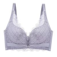都市乳胶无痕内衣无钢圈小胸聚拢收副乳上托调整型厚薄款文胸套装 紫色[单件] 32/70A 中厚