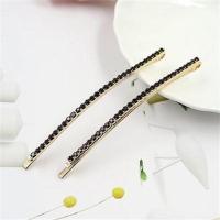 一字夹加长水钻韩国发夹大号水晶成人边夹简约刘海夹盘头碎发卡子 深紫色加长款一对