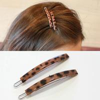 头饰韩国韩版发饰亚克力发夹碎发夹豹纹夹子小边夹刘海青蛙夹 浅色豹纹\一对