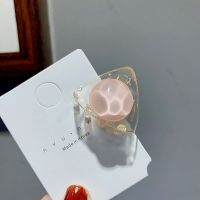 新款心形水晶头发夹子头饰可爱发夹日韩系顶夹小抓夹发卡刘海夹女 粉色