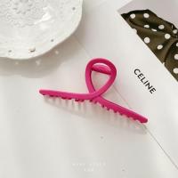头发夹子头饰发夹女彩色磨砂抓夹大号韩国气质合金鲨鱼夹发抓发卡 磨砂八字玫红