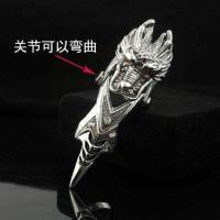 韩版霸气朋克指环个性潮男帅气戒指男女学生双环龙头手链一体戒指 关节龙头(戒指尺寸20)