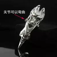 韩版霸气朋克指环个性潮男帅气戒指男女学生双环龙头手链一体戒指 关节龙头(戒指尺寸20)