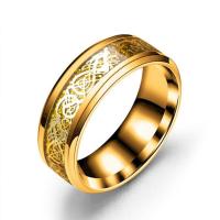 龙纹戒指男潮人单身霸气兄弟戒指男士个性韩版简约戒指男钛钢戒指 龙纹金色 17号(体重约100斤左右)仅供参考