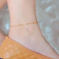不掉色小众设计钛钢保色极简唇形满天星水波纹包金简约百搭脚链女 嘴唇脚链 金色