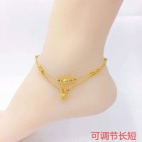 远方情越南沙金时尚脚链黄铜镀真金铃铛双层珠脚环复古脚饰品A14 款式4 双层爱心吊坠款