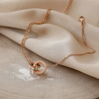 钛钢简约森系脚链小众设计个性欧美时尚百搭脚环潮脚链子女款性感 脚链.钻环时间环