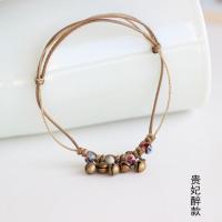 小清新陶瓷脚链女古风性感波西米亚手工编织铃铛脚链百搭森系脚串 [贵妃醉]小清新陶瓷脚链