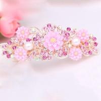 发梳盘发卡子夹子发夹发卡发饰头花插梳水钻头饰品成人女韩国饰品 玫瑰花(粉色)