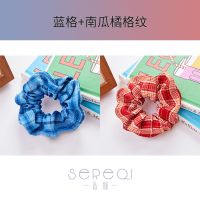 jk猪大肠发圈女韩版学生可爱简约丸子头马尾外出气质加粗大肥肠圈 格子两件套