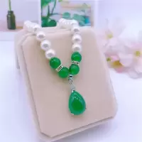 合成珍珠项链女送妈妈韩版简约中老年母亲节锁骨链气质百搭保色 合成珍珠项链BZ-水滴绿-简