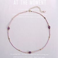 我的姐姐张子枫同款项链极细水晶锁骨链轻奢小众设计新潮女颈链 紫水晶(爱的守护)