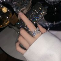 闪闪蝴蝶结项链女轻奢小众2020年新款毛衣链设计感锁骨链冷淡风 奢华蝴蝶结戒指