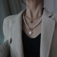 巴洛克珍珠叠戴项链女轻奢小众设计感锁骨链2020年新款气质颈链潮 轻奢珍珠双层叠戴项链(镀18k金)