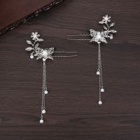 古装头饰发簪古风簪子古典古代步摇流苏汉服发饰发夹套装 白色发簪一对