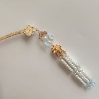 如意凉亭簪子汉服对簪古装发簪明制挑牌魏晋风发钗古风步摇发饰头 浅蓝色一支