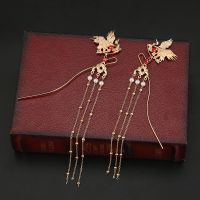 古风头饰发冠女魏晋风汉服发饰套装秀禾新娘凤冠长流苏古典发簪 仙鹤发簪一对