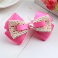 启美韩版蝴蝶结发夹简约头饰品 韩版手工diy布艺发饰头饰 玫粉色18013 优质6cm鱼嘴夹