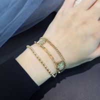 笑脸手链ins小众设计简约学生森系手饰品女个性气质多层缠绕手镯 三层笑脸手链金色