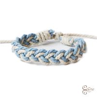 韩版时尚男女情侣闺蜜手链个性朋克手链 皮绳编织骷髅头船锚手链 YY双色天蓝米白手链