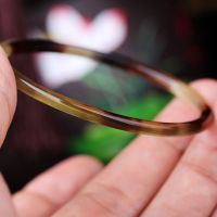 复古天然角角汉服叮当手镯三人闺蜜手环极细素圈女学生韩版简约 不加首饰盒 牛角手镯55#[花纹随机发]