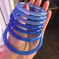 叮当玛瑙玉髓手镯小细圆条女款天然巴西原矿甜美少女秀气冰种镯子 蓝色 54-55mm