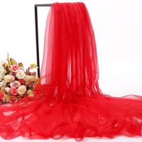 []冰丝巾女长款纱巾披肩防晒沙滩巾围巾舞蹈广场超大 大红 50*155CM