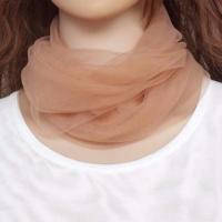 韩版糖果色网纱蕾丝套头保暖秋冬季围脖女防晒护颈椎脖套丝巾围巾 淡咖色