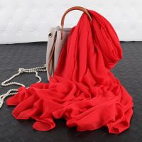 冲量亏5000条棉麻丝巾四季民族风围巾女保暖两用披肩百搭围脖秋冬 大红 180*90cm