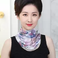 韩版蕾丝小丝巾围巾女脖套假领子女时尚新款春秋百搭夏季防晒面纱 白色枫叶