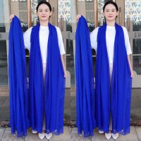 宝石蓝丝巾女秋冬保暖围巾3米加长中老年纱巾 夏季超大防晒沙滩巾 宝石蓝 1.75米长X0.7米宽
