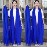 宝石蓝丝巾女秋冬保暖围巾3米加长中老年纱巾 夏季超大防晒沙滩巾 宝石蓝 1.75米长X0.7米宽