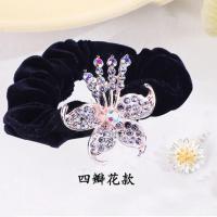 水钻发圈高弹力皮筋头绳女绒布圈头花饰品丸子头盘发绳水晶发饰 1个装1号(此款无赠品)