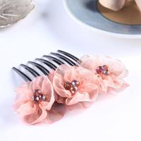 韩版简约头饰发夹七齿盘发梳优雅水钻盘发神器百搭发簪亚克力发夹 小花[韩粉]