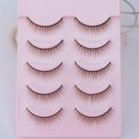 撑单眼皮内双 硬梗自然棕色假睫毛手工 尖尾妩媚性感 5对装 胶水 一盒睫毛(什么都不送)