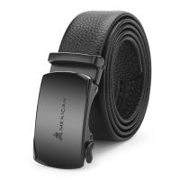 稻草人男士皮带真皮自动扣腰带韩版休闲中年青年商务头层牛皮裤带 黑色 均长