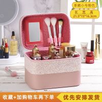 多功能化妆箱手提专业跟妆师便捷收纳盒大容量防水家用化妆包女 粉色 单箱 小号-HP