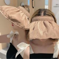 两用款发箍遮阳帽女防晒贝壳帽遮脸韩版潮大檐空顶帽百搭外出头箍 M008-1#卡其色