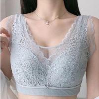 薄款无磁无铁内衣女电子厂无钢圈胸罩聚拢美背收副乳大胸显小文胸 绿色 34B/75B