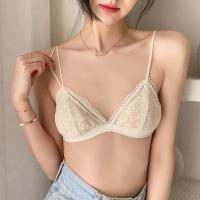 法式性感三角杯内衣女大胸显小超薄杯无海绵无钢圈小胸美背文胸 香槟色(单件) S(适合70AB/75A)